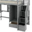 Lit mezzanine simple avec bibliothèque, tiroirs, bureau et garde-robe-994321936