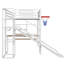 Lit mezzanine en métal blanc avec bureau, garde-robe, cerceau, glissade et escalier-160751784