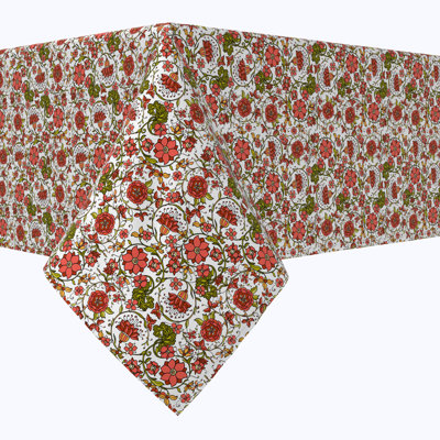 Rectangular Tablecloth, 100% Cotton, Floral 28