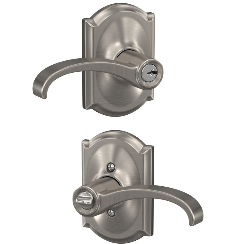 Whitney Keyed (Entry) Lever with Camelot Trim, Satin Nickel, Yes, Keyed Alike