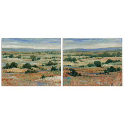 "Abstract Farm Field Landscape", ensemble de 2 toiles d'art par Tim Otoole