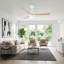 Ceiling Fan With Led Light, 132 Cm Diameter, White With Wood Grain Finish, 6 Speed Settings, Dimmable
