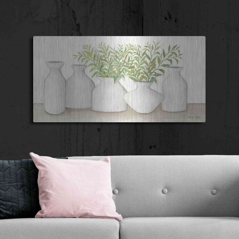 Red Barrel Studio® «Simplicity in White II» par Cindy Jacobs, art mural en métal, H 24 po x l 48 po