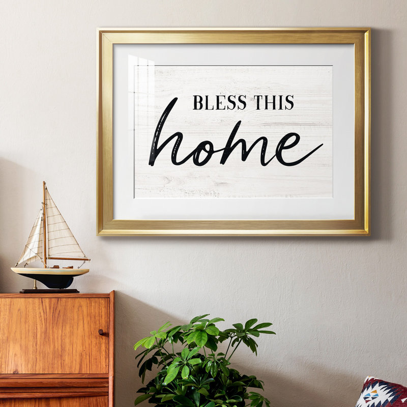 «Bless This Home», reproduction encadrée de qualité supérieure - prête à être accrochée, Cadre doré