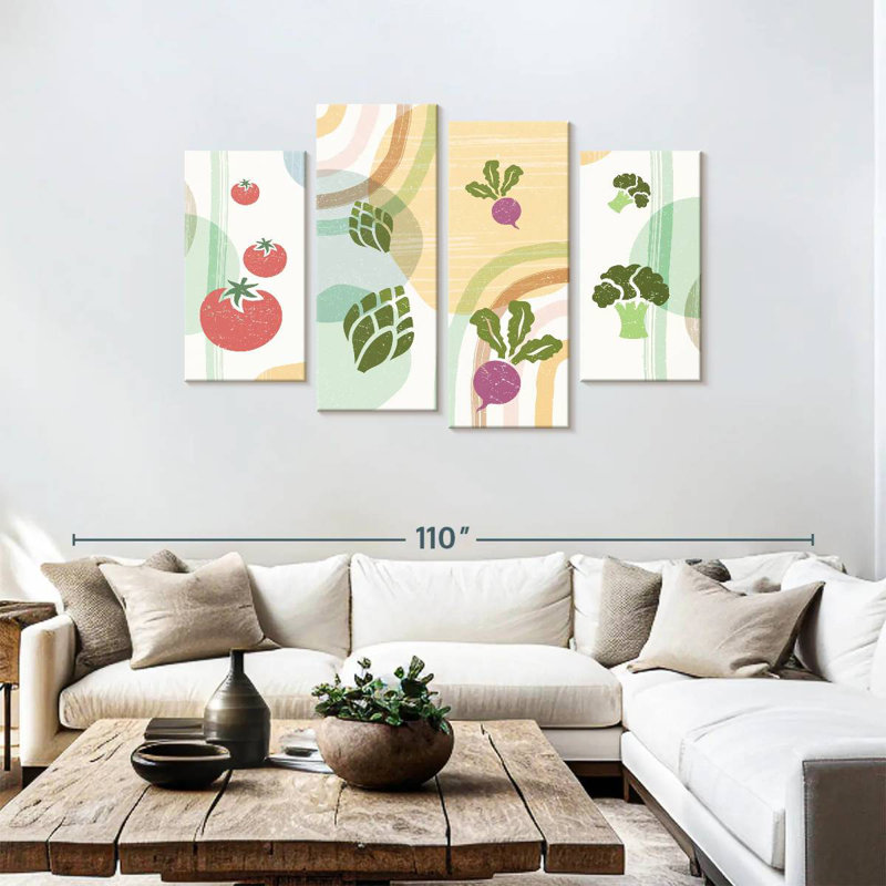 Yarlin Boho Abstract Vegetables, 48" H x 75" W