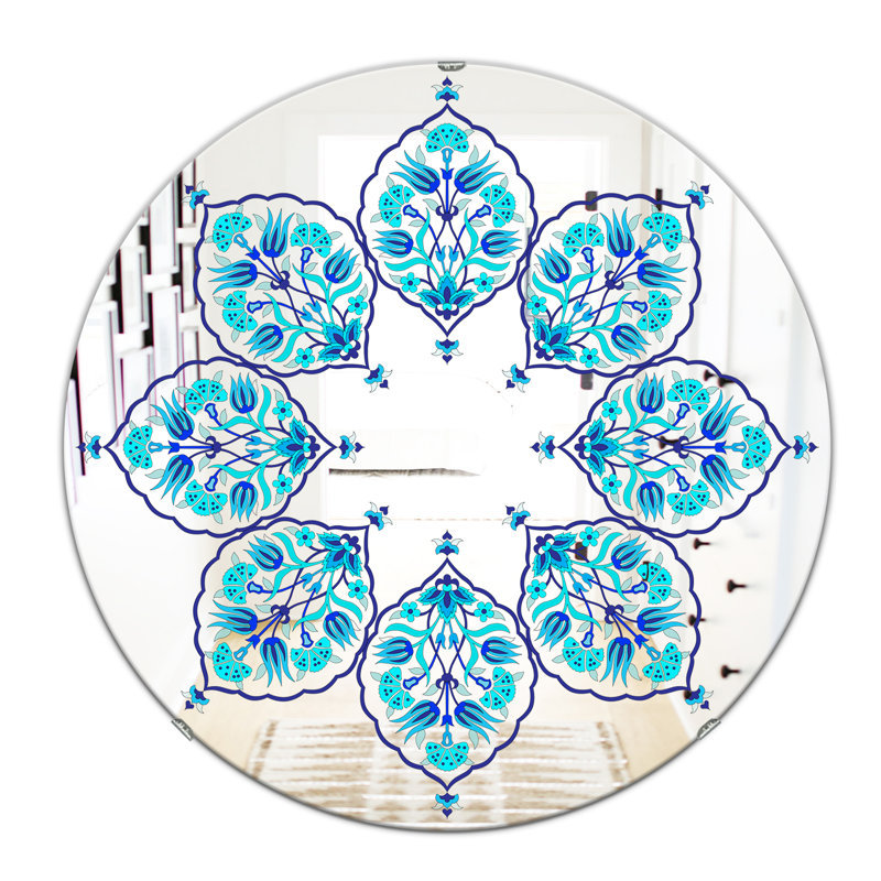 Miroir mural feuilles et bohème éclectique, H 23,6 po x l 23,6 po