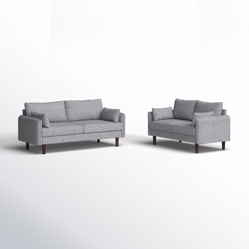 Ensemble de salon 2 pièces Overbeck, Polyester gris clair