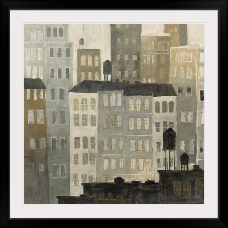 «Light Water Towers», reproduction d'art graphique, Cadre noir, H 24 po x l 24 po x P 1 po