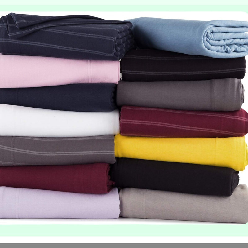 Breathable Black Stripe Twin Fitted Sheet - Soft Jersey Knit Bottom Sheet - Cozy Bedding Essential - Comfortable Sleep - Elasticized Bed Sheet