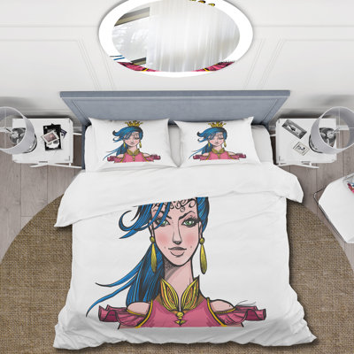 Portrait Of A Princess With Crown - Shabby Elegance Duvet Cover Set - Microfiber Polyester