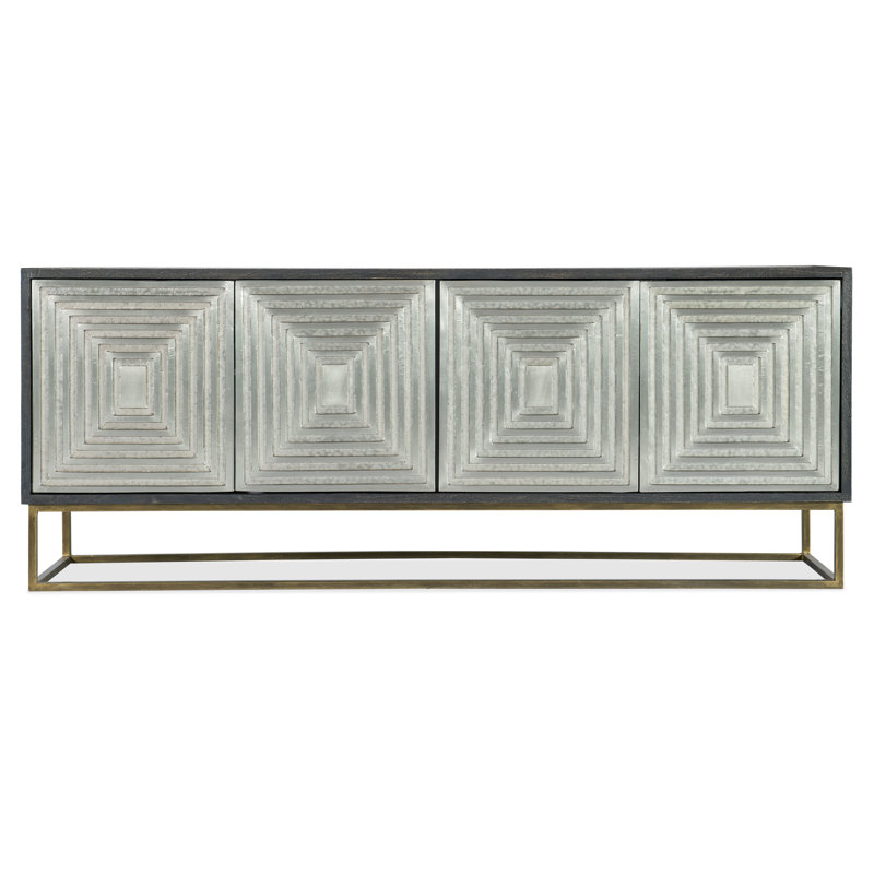Black and Silver Mango Wood Credenza with Pewter Base