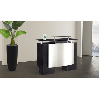 Welden Rectangle Glass Reception Desk with Filing Cabinet