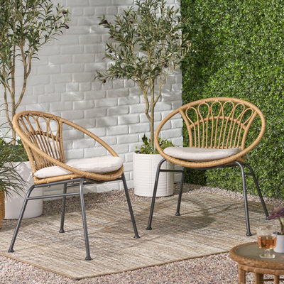 Outdoor Patio Modern Farmhouse Chair Set of 2