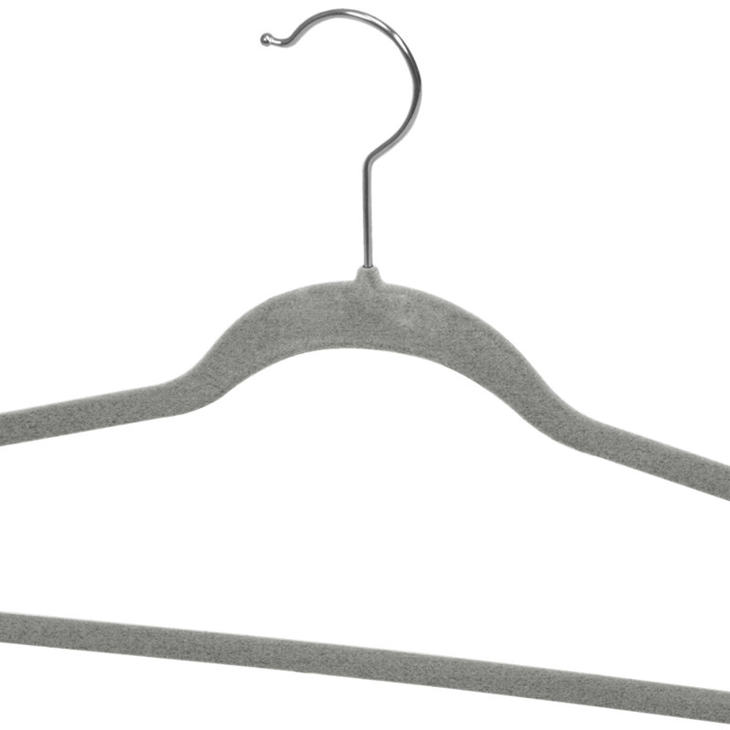 Velvet Non-Slip Standard Hanger for Dress/Shirt/Sweater, Light Gray, 10