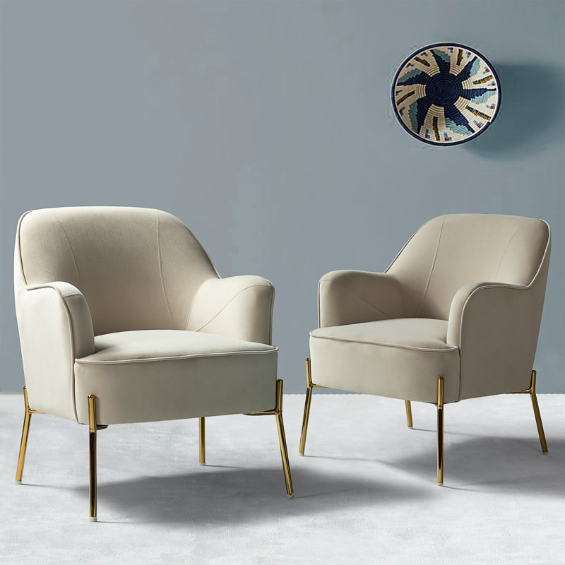 Chaise contemporaine Cleo de 26 po de largeur avec accoudoirs encastrés, Tanné