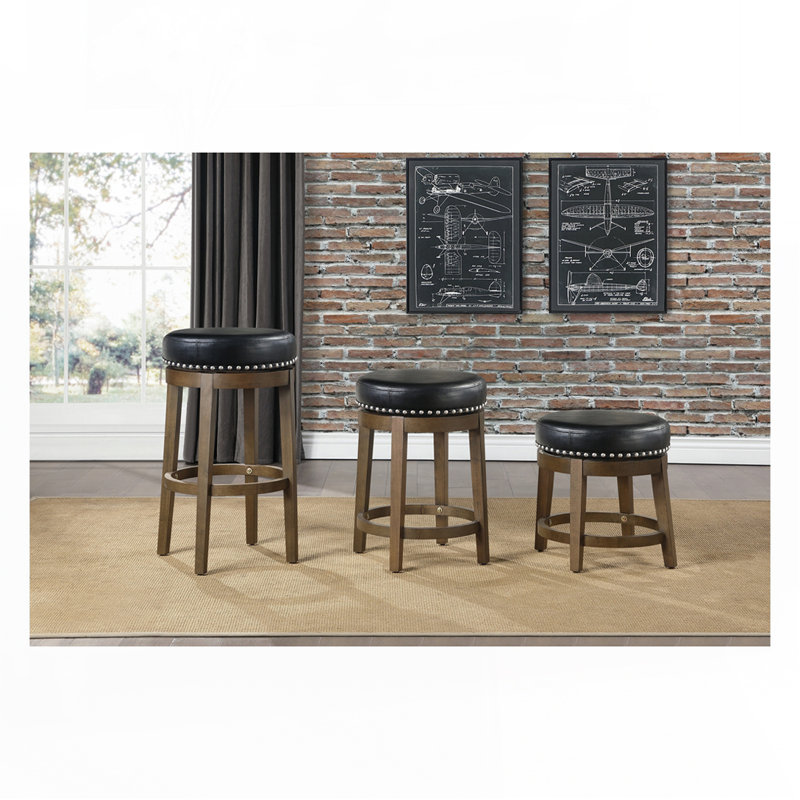 Ensemble de tabourets ronds et pivotants, Noir, Petit tabouret (siège d'une hauteur de 19,5 po)