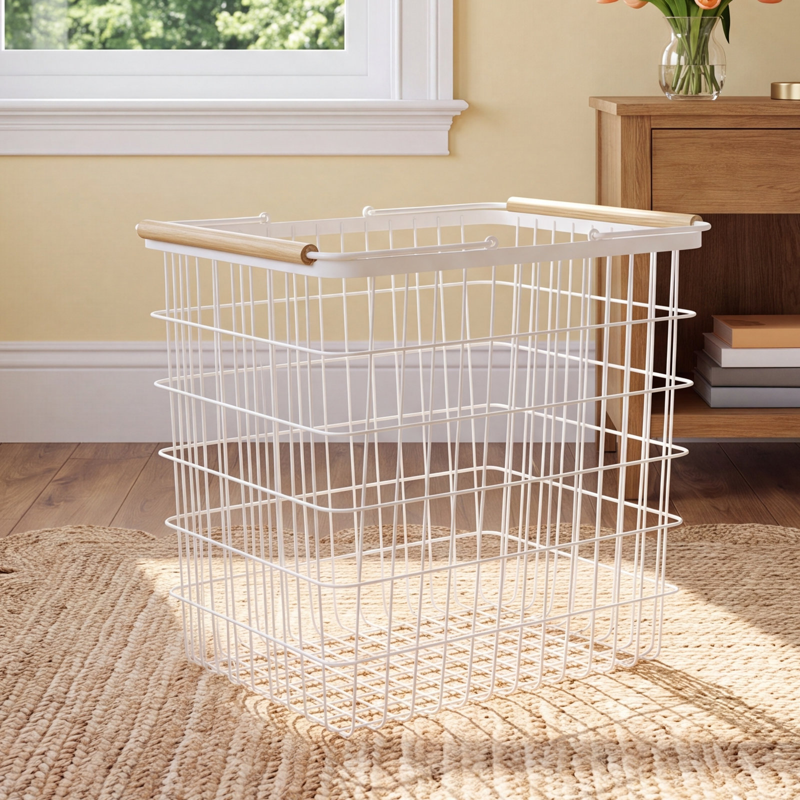 Tosca Wire Laundry Basket, Large (15.2" H x 16.3" W x 12.2" D)