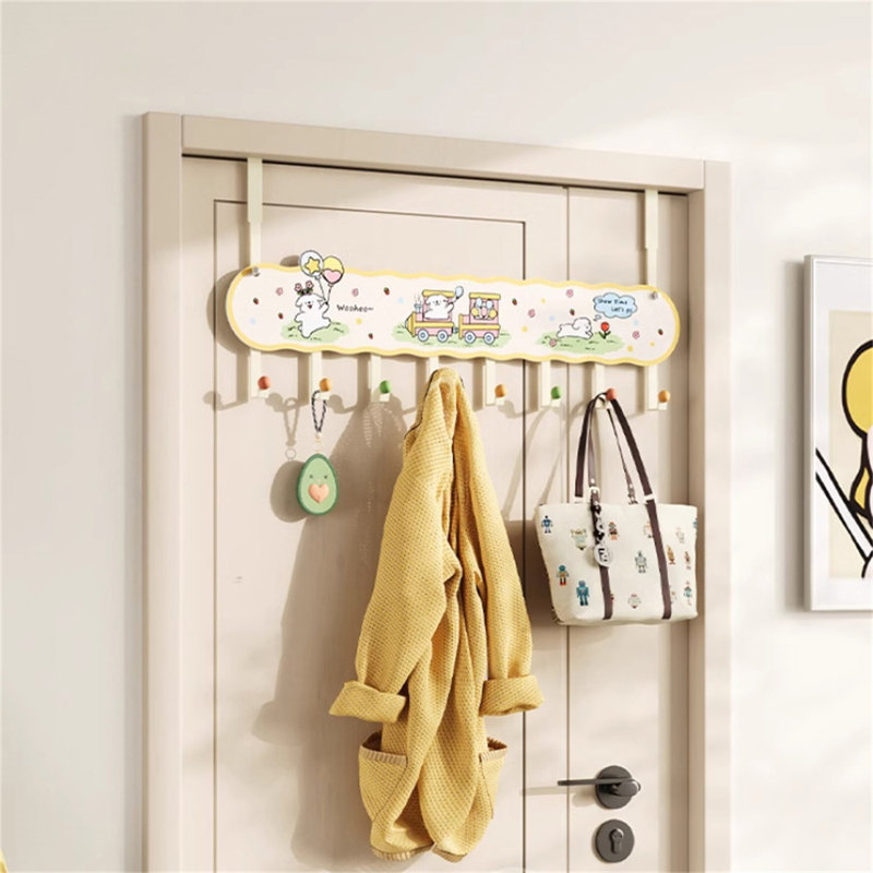 Iron Seamless Over-The-Door Hook Rack, 11" H x 23.62" W x 1.77" D