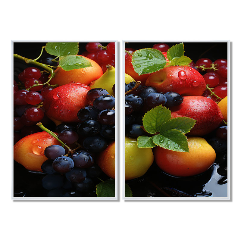 Fruit Plater Impression - Impressions sur toile traditionnelles vertes, Impression encadrée flottante, 36" H x 48" W, White