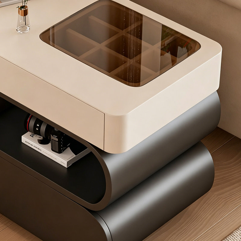 Table basse légère de luxe de style crème, Noir