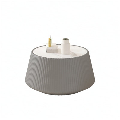 Table basse en cuir gris fritté en forme de tasse pour un mobilier de salon moderne, durable et élégant