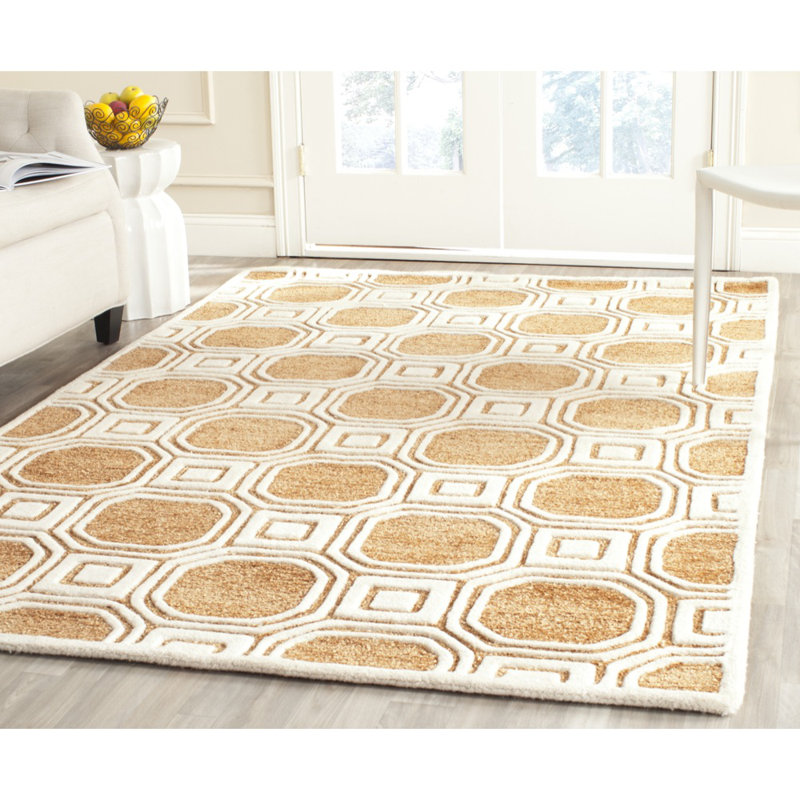 Camel Hand-Tufted Wool and Cotton Square Rug, 60"