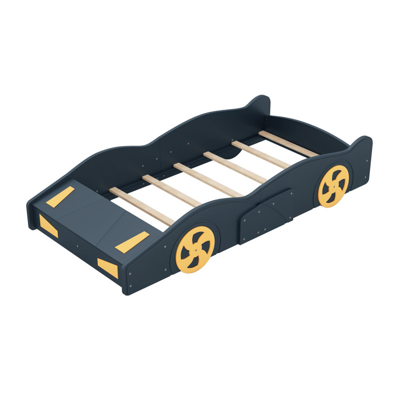 Lit de course en forme de voiture avec roulettes et rangement