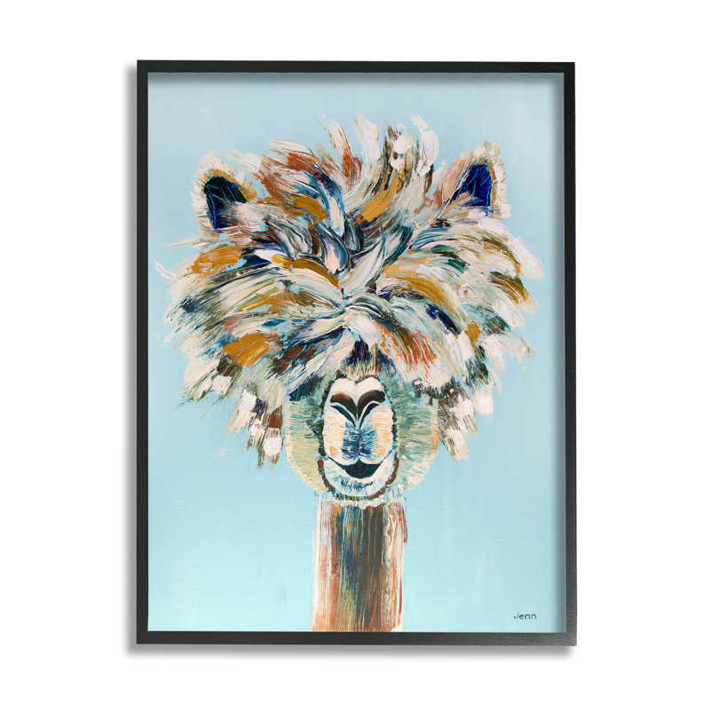 «Alpuffy Alpaca Happy Animal», art numérique par Jen Seeley, H 14 po x l 11 po x P 1,5 po, Giclée encadrée noir minuit