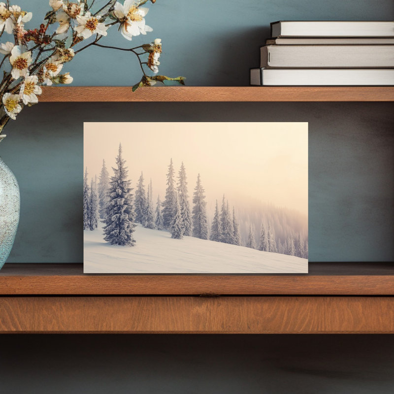 Misty Winter Forest Ethereal Peaceful Serene Evergreen Tree Forest Landscape Wall Art Print 1 Piece Wrapped Canvas Wall Art