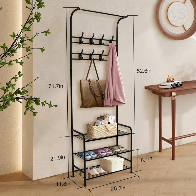 Bhavith Metal Freestanding 6 - Hook Coat Rack