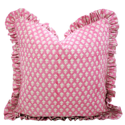 Coussin décoratif à motif de blocs de lin à imprimé à la main Fab divine Vintage
