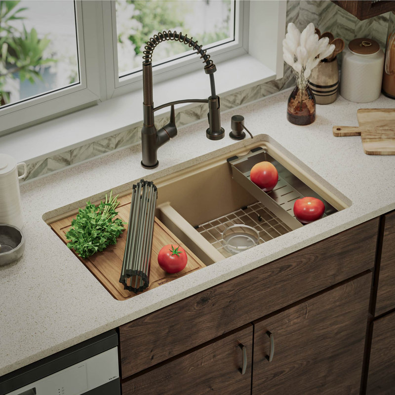 Évier de cuisine à quartz encastrable 32,5 L, Bisque