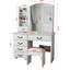 Meuble-lavabo à la mode avec lumières et miroir - 3 modes de couleur, nombreuses options de table de rangement blanche, tablette de rangement spacieuse
