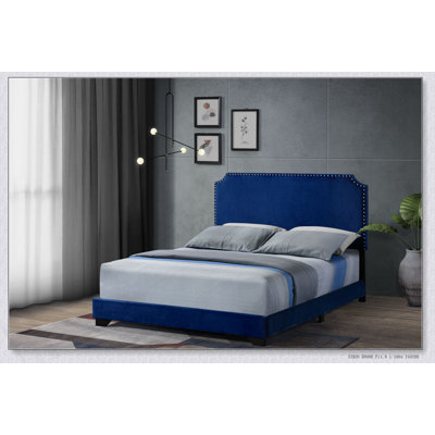 Grand lit en velours bleu Haemon