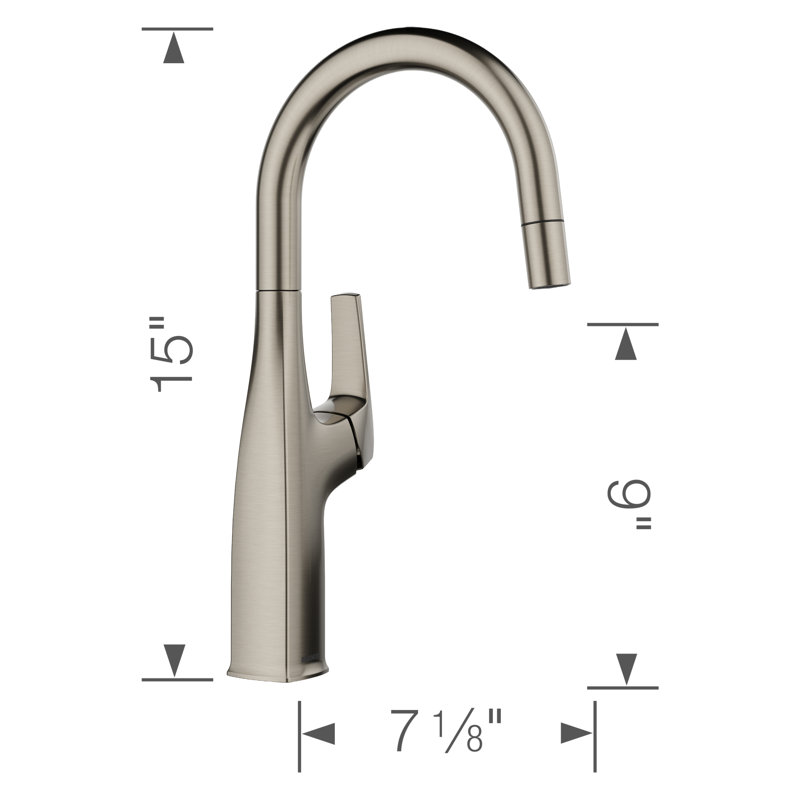 Robinet de bar rétractable Rivana, Satin platine