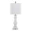 Lampe de table 24 "en verre grainé transparent, nickel brossé et toile de lin blanche Bishop de Grandview Gallery - ensemble de 2