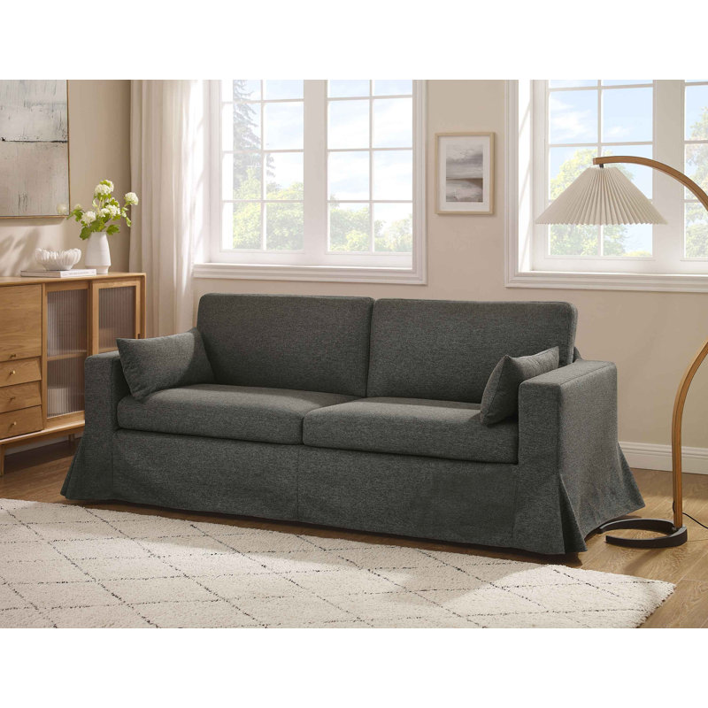 Brenda 213.1Cm Square Arms Sofa, Anthracite Linen Blend