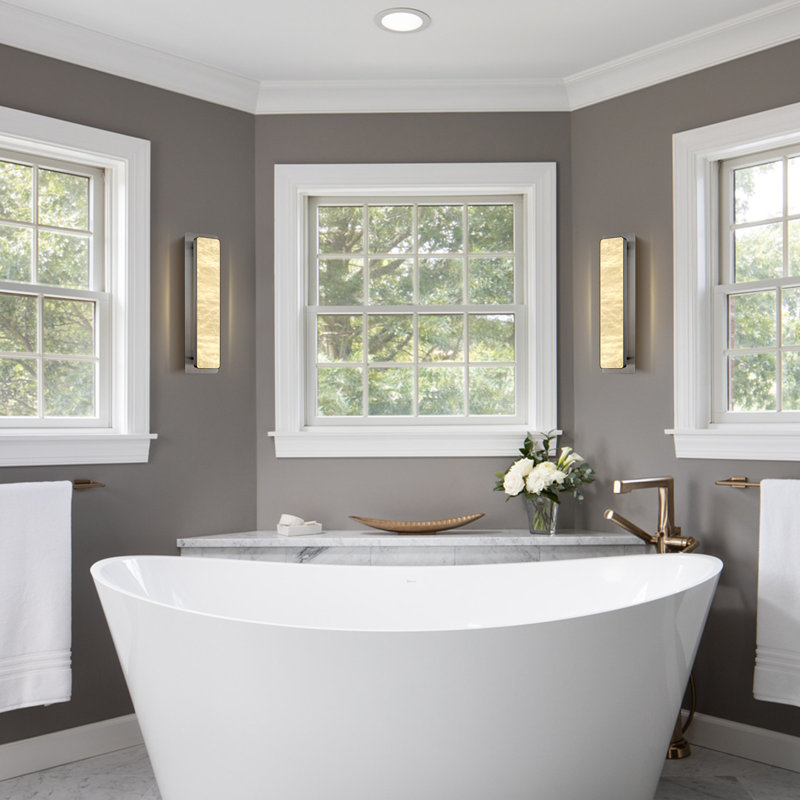 Mikinzie LED Wall Sconces Wallchiere Flush Mounted Sconces with Alabaster Shade, Nickel