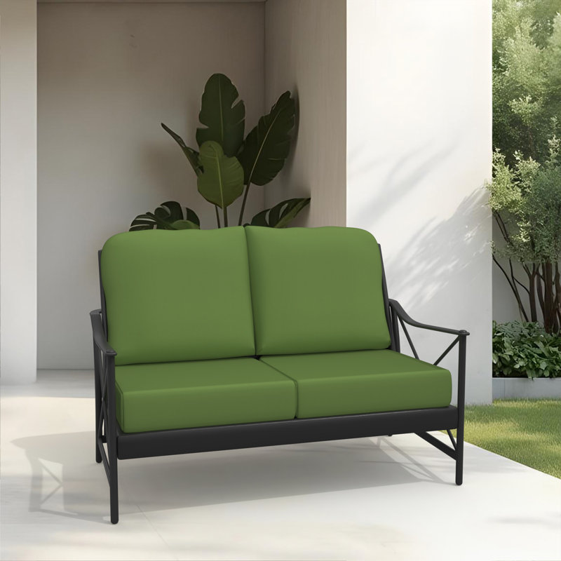 Amala Sunbrella® Indoor/Outdoor Loveseat Cushion, Light Green Sunbrella®