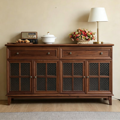 Half Transparent Glass Door Metal Buffet Table