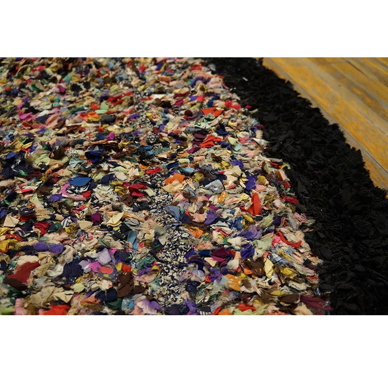 1930s Multi Abstract Folk Art Antique American Hooked Rug 2'8" x3'6" Wool Carpet