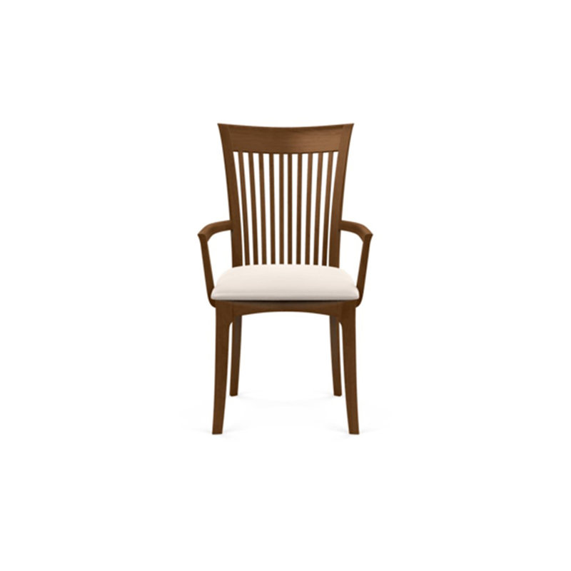 Sarah 19.25'' H Upholstered Armchair, Saddle Cherry, White Leather