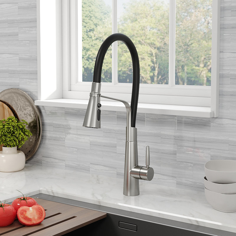 Happy Larry Ashburton Pull Down Kitchen Faucet, Matte Black/Chrome