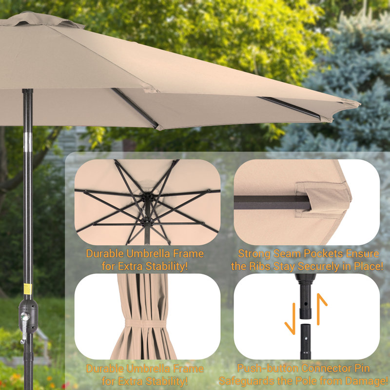 Grand parasol de marché pour terrasse 9 pi, Beige