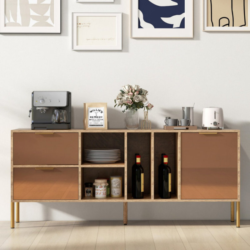 Buffet à miroir avec 2 tiroirs et 1 porte pour le salon