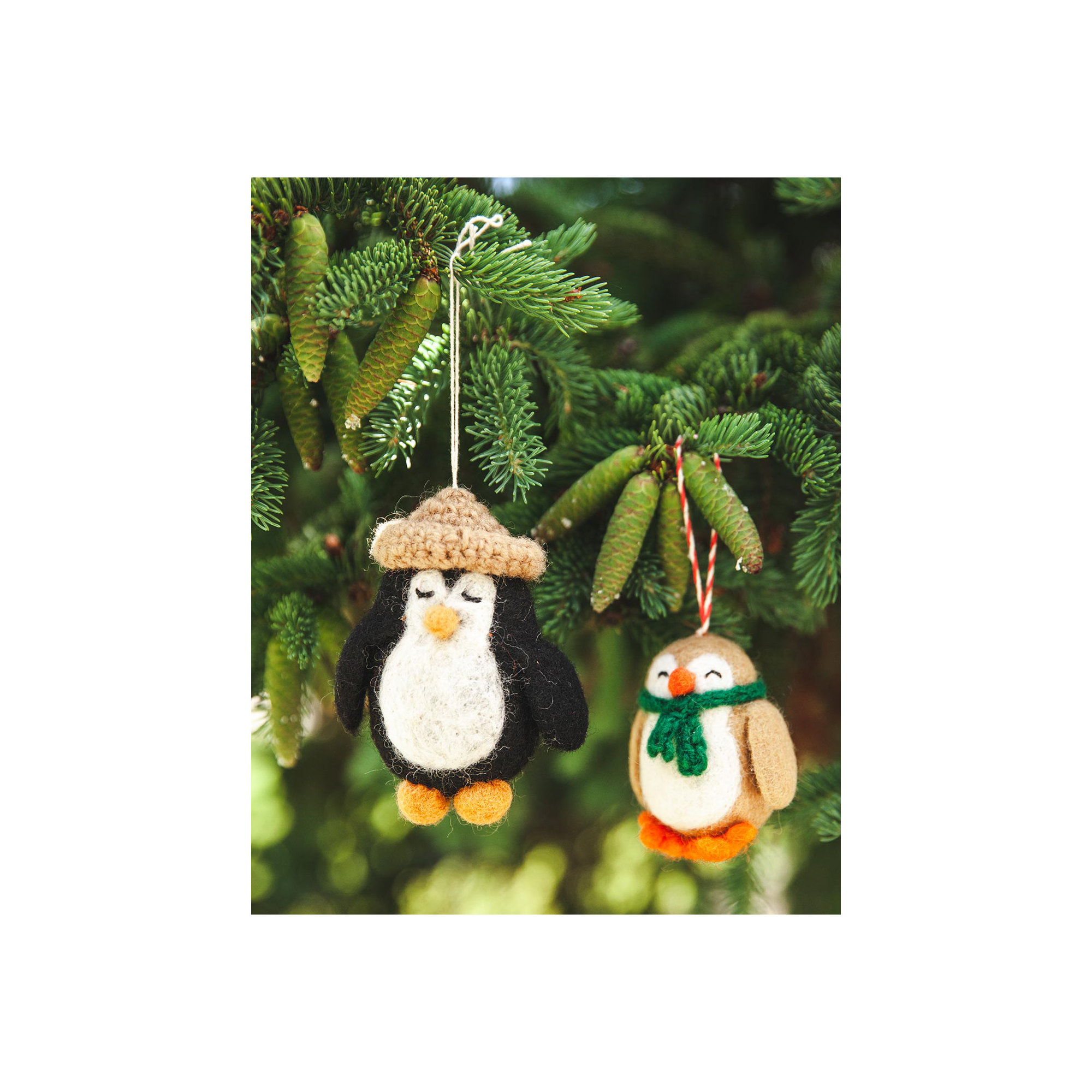 Felted Festive Penguin Ornament - Penelope Penguin