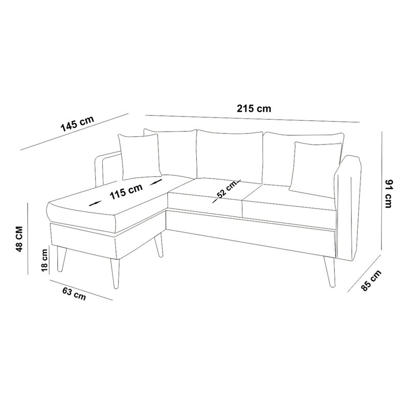 Canapé modulaire de 84,65 po faisant face à la gauche, Rose