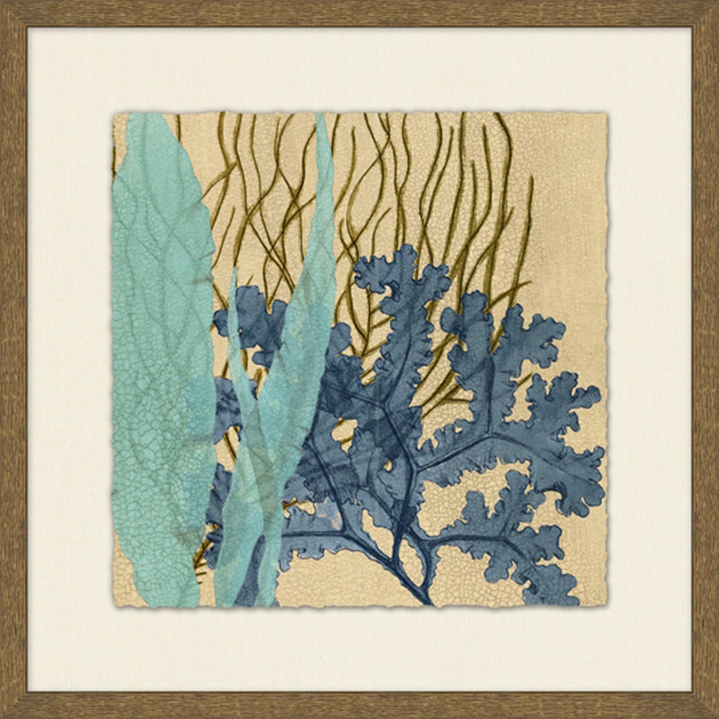 Peinture de ruppie maritime craquelée 2 - Peinture sur papier encadrée