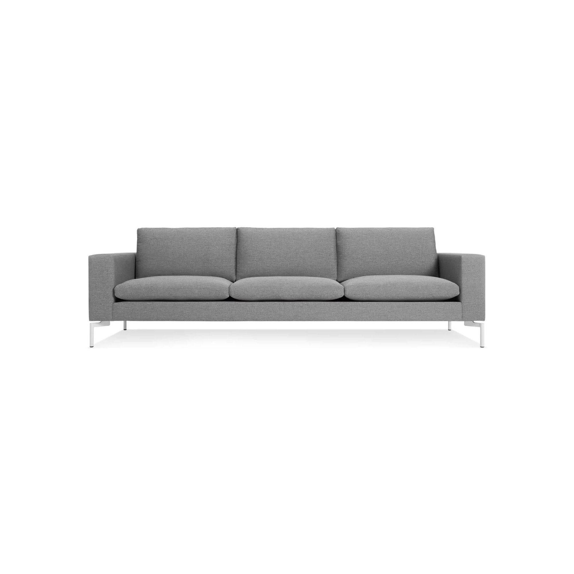New Standard Upholstered Sofa, White, 32" H x 104" W x 35" D, Spitzer Gray 100% Polyester