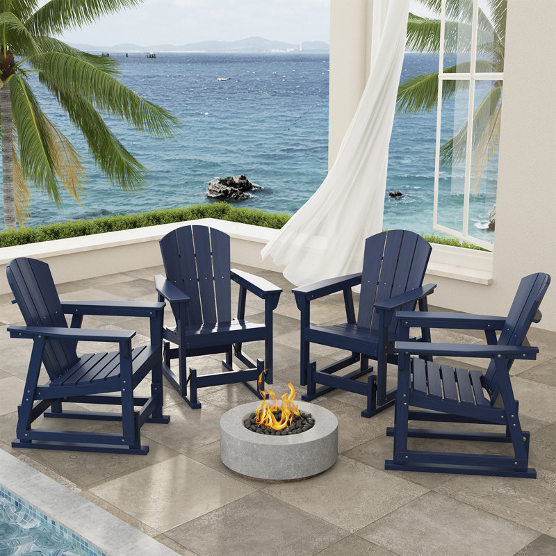 Fauteuil oscillant en PEHD Adirondack, Bleu, 4